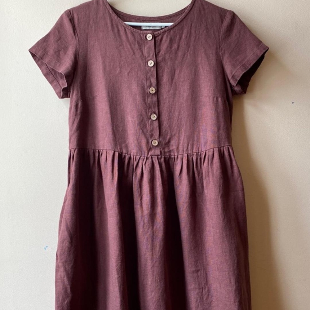 Magic Linen Size M Button-Front Dress